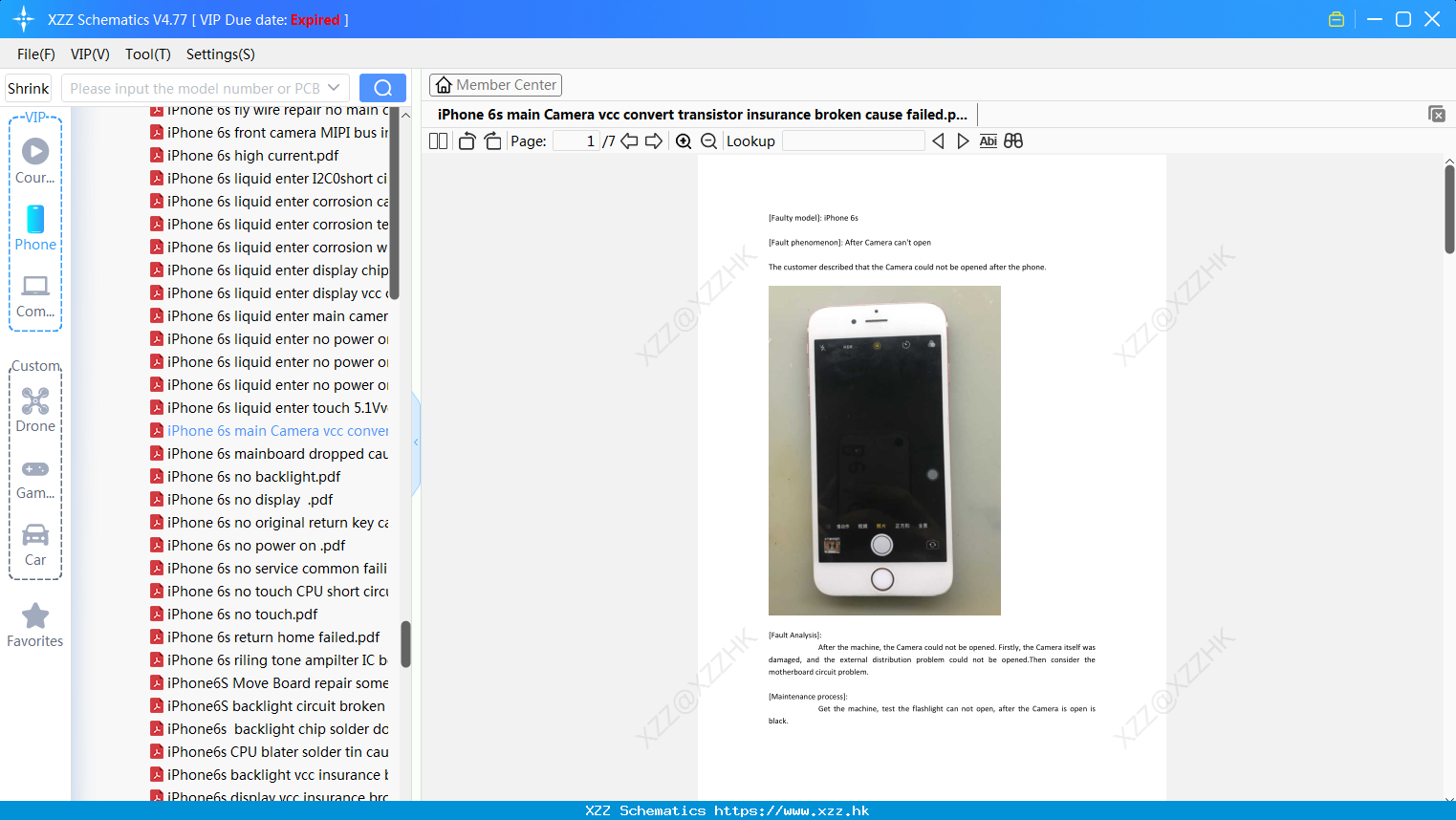 IPhone 6s Main Camera Vcc Convert Transistor Insurance Broken Cause Failed